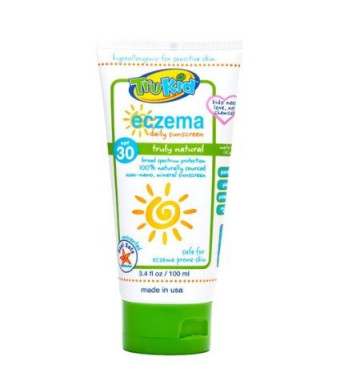 Trukid Eczema Daily Unscented SPF 30+ Natural Sunscreen, White, 3.4 Ounce