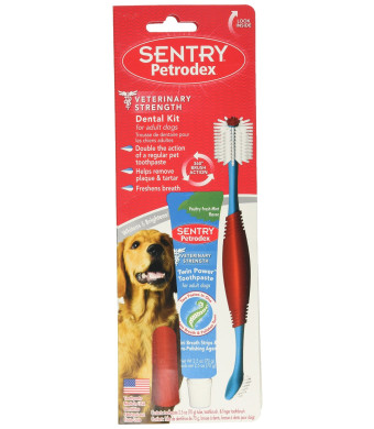 Sentry Petrodex VS Dental Kit Adult Dog Poultry Fresh Mint Dual Toothpaste