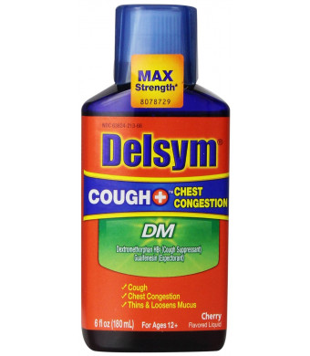 Delsym Adult Liquid Cough Plus Chest Congestion, DM Cherry, 6 Ounce
