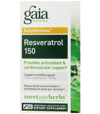 Gaia Herbs Resveratrol 150 Liquid Phyto-Capsules, 50 Count