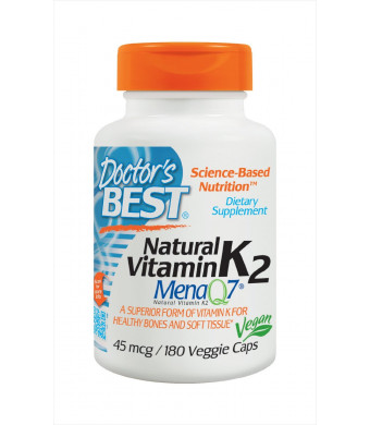 Doctor's Best Natural Vitamin K2 MenaQ7 Capsules, 180 Count