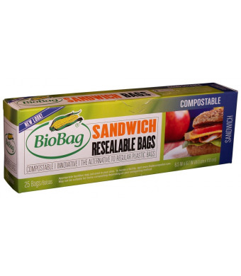 BioBag, Resealable Sandwich Bags, 25 Count