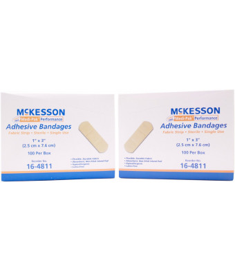 Mckesson Medi-Pak Performance Adhesive Bandages 1" x 3" 100/BX (Pack of 2 Boxes)