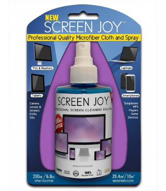 Screen Joy Computer Screen Cleaner and Microfiber Cloth - Perfect for Flat Screen TVs, Tablets, iPads, Laptops and Smartphones - A Screen Cleaner and Premium Cloth Made for Today's Modern Devices