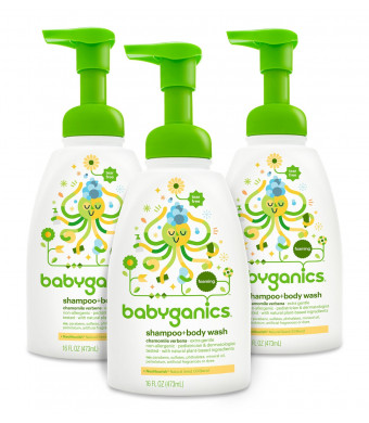 Babyganics Baby Shampoo + Body Wash, Chamomile Verbena, 16oz Pump Bottle (Pack of 3)
