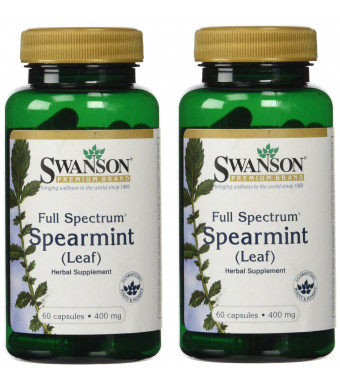 Swanson Premium Full Spectrum Spearmint Leaf 400mg -- 2 Bottles each of 60 Capsules