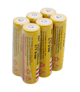 Sunnice 6Pcs 3.7V 18650 5000mah Rechargeable Lithium batteries