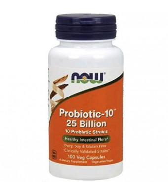 Now Foods Vegetarian Probiotic Capsules Probiotic-10 25 Billion, 100 Count