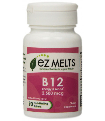 EZ Melts Vitamin B12 Fast Melting Tablets, Cherry, 90 Count