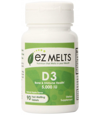 EZ Melts Vitamin D3 Fast Melting Tablets, Apple, 90 Count