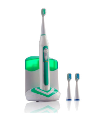 Xtech XHST-100 Oral Hygiene Ultra High Powered 40,000VPM, 5 Brushing Modes, Rechargeable Electric Ultrasonic Toothbrush with Charging Dock and Built-in UV Sanitizer, Includes 3 Brush Heads