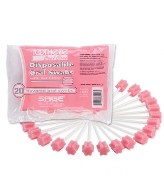 Toothette Oral Care Swabs with Dentifrice - Each (1 bag of 20 swabs)