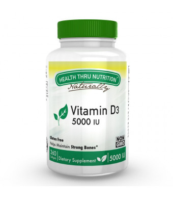 Health Thru Nutrition Vitamin D3 5000 IU, 360 Mini Softgels, Soy Free, USP Grade  Natural Vitamin D