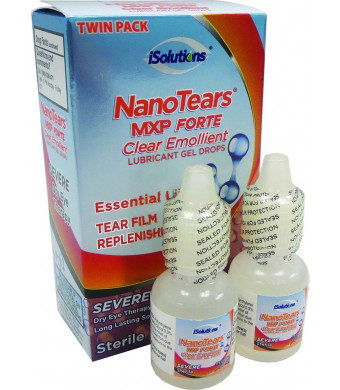NanoTears MXP Forte Clear Emollient Lubricant Gel Eye Drops, Two 10ml bottles