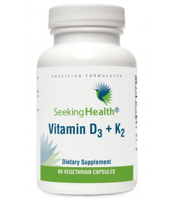 Seeking Health Vitamin D3 + K2 | 60 Vegetarian Capsules | Provides 5000 IU Vitamin D3 and 100 mcg Vitamin K2 | Fr