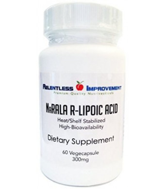 Relentless Improvement Na-R-ALA | R-Lipoic Acid | Stabilized Sodium Salt R-Lipoic means High Bioavailability | 300mg per 