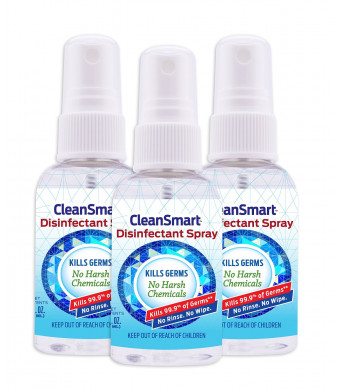 CleanSmart To Go Disinfectant Spray - Kills 99.9% of Germs, No Harsh Chemicals, 2 oz Spray, 3 pk