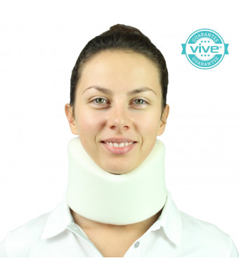 Neck Brace by Vive - Best Cervical Collar - Adjustable Soft Collar Can Be Used During Sleep - Wraps Aligns and Stabilizes Vertebrae - Relieves Pain and Pressure in Spine - One-Size Fits Most