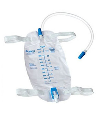 Teleflex Medical Inc 5 -Pack -Easy-Tap Leg Bag, Large, 32 Oz, 18" Tubing, Anti-Reflux Valve, Cloth Straps
