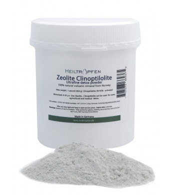 Heiltropfen Zeolite Powder, 1 Pound, ULTRA FINE less-than 20 µm, Clinoptilolite: 90-92%, activated, excellent 