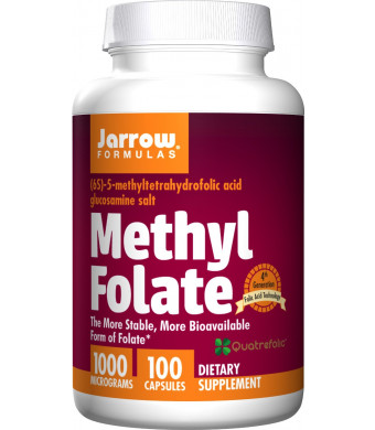 Jarrow Formulas Methyl Folate, Supports Brain, Memory, Cardiovascular Health, 1000 mcg, 100 Count