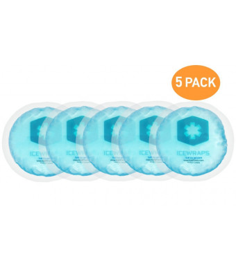 IceWraps Blue NO CLOTH BACKING Gel Ice Packs - Set of 5 Round Reusable Hot or Cold Packs