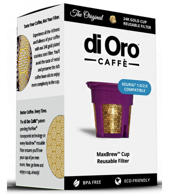 di Oro Caffè MaxBrew 24K GOLD K-Cup Reusable Filter for Keurig 2.0/1.0 Small Single K-Cup