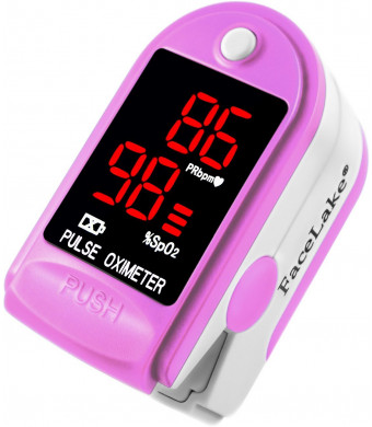 Facelake FL400 Pulse Oximeter with Neck/wrist Cord, Carrying Case and Batteries -Pink