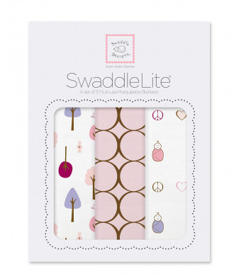 SwaddleDesigns SwaddleLite, Cute and Calm Lite (Set of 3 in Pastel Pink)