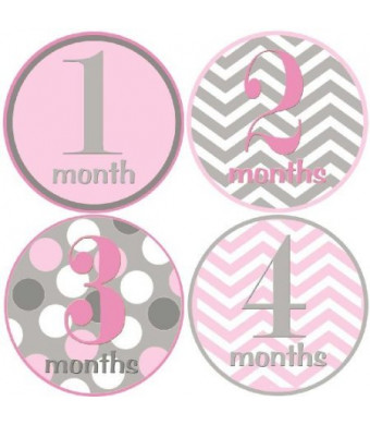 Mumsy Goose Baby Girl Monthly Milestone Stickers 1-12 Months