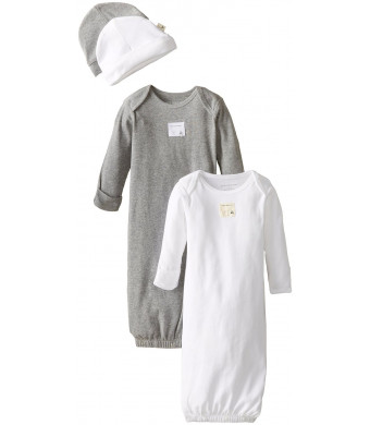 Burt's Bees Baby Boys Organic Set of 2 Lap Shoulder Gowns and 2 Knot Caps
