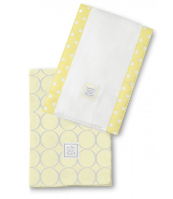 SwaddleDesigns Baby Burpies, Sterling Mod Circles on Pastel Yellow (Set of 2 Burp Cloths)