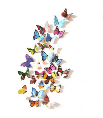 Amaonm 19 Pcs Removable Diy Pvc 3d Colorful Butterfly Wall Sticker Murals Wall Decals Wall Decorations Art Decor Decal for Nursery Room Classroom Offices Kids Bedroom Bathroom Living Room(color B)