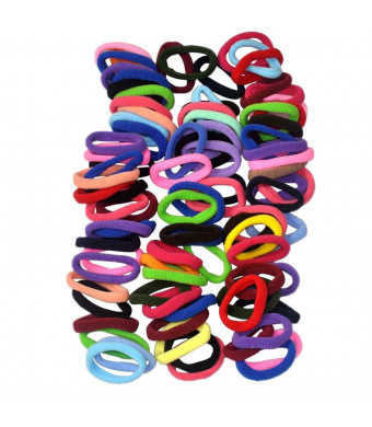 Lolitarcrafts 90pcs 8mm Mix Colors Girls Elastic Hair Ties Bands Rope Ponytail Holders Headband Scrunchie Hair Accessories