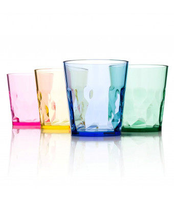 SCANDINOVIA 8 oz Premium Drinking Glasses - Set of 4 - Unbreakable Tritan Plastic - BPA Free - 100% Made in Ja