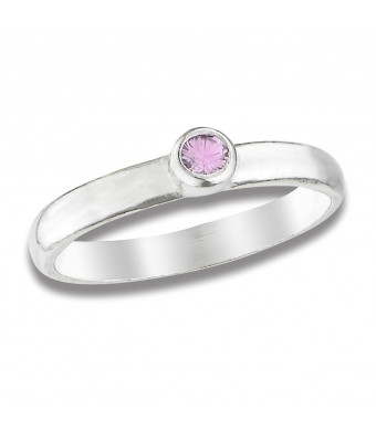 Beloved Child Goods Sterling Silver Baby Ring, Pink size 1
