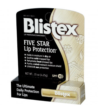 Blistex Five Star Lip Protection SPF 30 Lip Protectant, 0.15 OZ (Pack of 12)**Now Water Resistant**