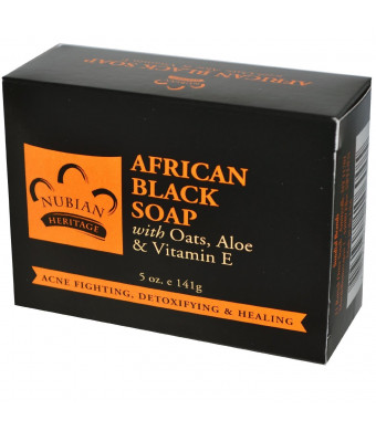 Nubian Heritage African Black Soap With Shea Butter Oats and Aloe Deep Cleansing 5 Oz (Pack of 3)