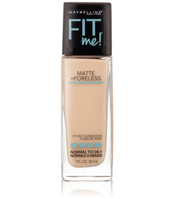 Maybelline New York Fit Me Matte Plus Poreless Foundation Makeup, Natural Ivory, 1 Fluid Ounce