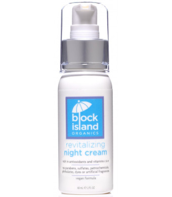 Block Island Organics - Organic Revitalizing Night Cream with Antioxidants Vitamin C and E - Deeply Moisturizes the Face, Neck, Eyes and Décolleté - Vegan Formula - EWG Top Rated - 2 FL OZ