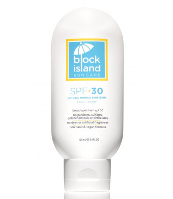 Block Island Organics - Natural Mineral Sunscreen SPF 30 - Broad Spectrum UVA UVB Protection - Non-Nano Zinc - Lightweight Non-Greasy Sunblock - EWG Top Rated - Non-Toxic - Made in USA 3.4 FL OZ