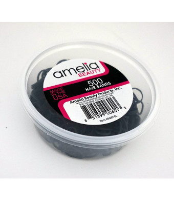 Amelia Beauty Products 500 Count Rubber Bands in Re-closable Container for Ponytails and Braids (Black)