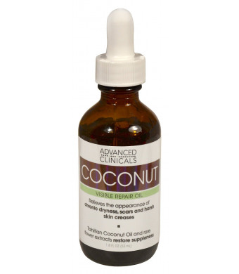 Advanced Clinicals Coconut Oil for Skin. Repair Coconut Oil for Face, Body and Hair. For Chronic Dryness, Scars, Stretch Marks and Harsh Skin Creases. 1.8 Fl Oz.