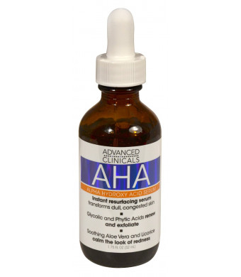 Advanced Clinicals AHA Alpha Hydroxy Acid Instant Resurfacing and Hydrating Serum 1.75 Fl Oz.