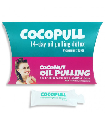 Cocopull - Oil Pulling Coconut Oil - Coconut Oil Pulling Teeth Whitening - 14 Packets with Coconut Oil for Teeth, Helps Remove Coffee Stains on Teeth, Gets Rid of Bad Breath
