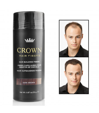 CROWN Hair Fibers - Best Keratin Hair Fibers Instantly Thickens Thinning Hair for Men and Women - Natural Hair Loss Concealer 0.87oz - Dark Brown