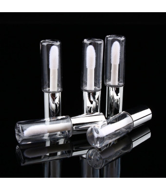 Yosoo 45pcs 1.2ml Silver Mini Lip Gloss Tube Lip Balm Cute Bottle Empty Cosmetic Gloss Container Tube Travel Gloss for Split Charging DIY