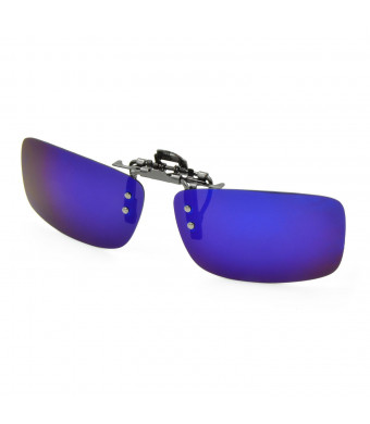 Besgoods Polarized Clip-on Flip up Metal Clip Sunglasses Lenses Glasses Unbreakable Driving Fishing Outdoor Sport New-Royal Blue Mirror Silver Mirror