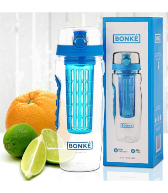 Bonke Today Deal - Water Bottle Infuser - 2-in-1 - Large 32 Oz - With Cleaning Brush - BPA Free Plastic 