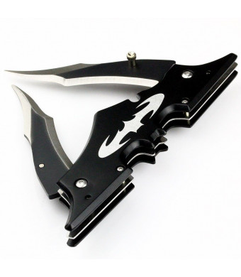 Icetek Sports Batman Dual Blade Knife, Black, 11.5"